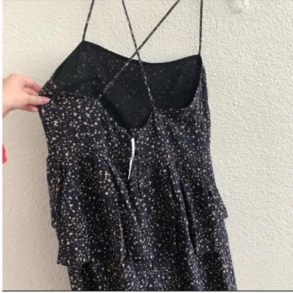 J. Crew Ruffle Back Silk Maxi Slip Dress Starry Sky NWT